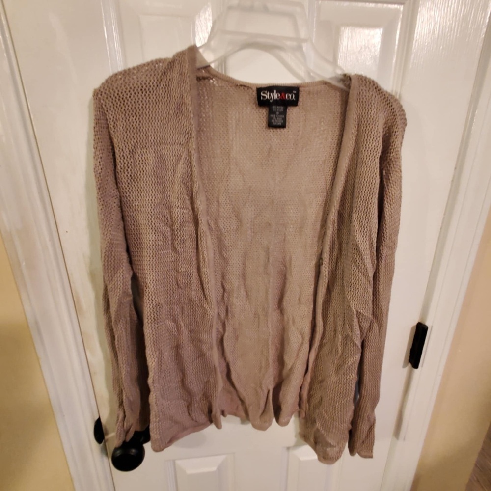 Style & Co. Women's Taupe Open-Front Cardigan